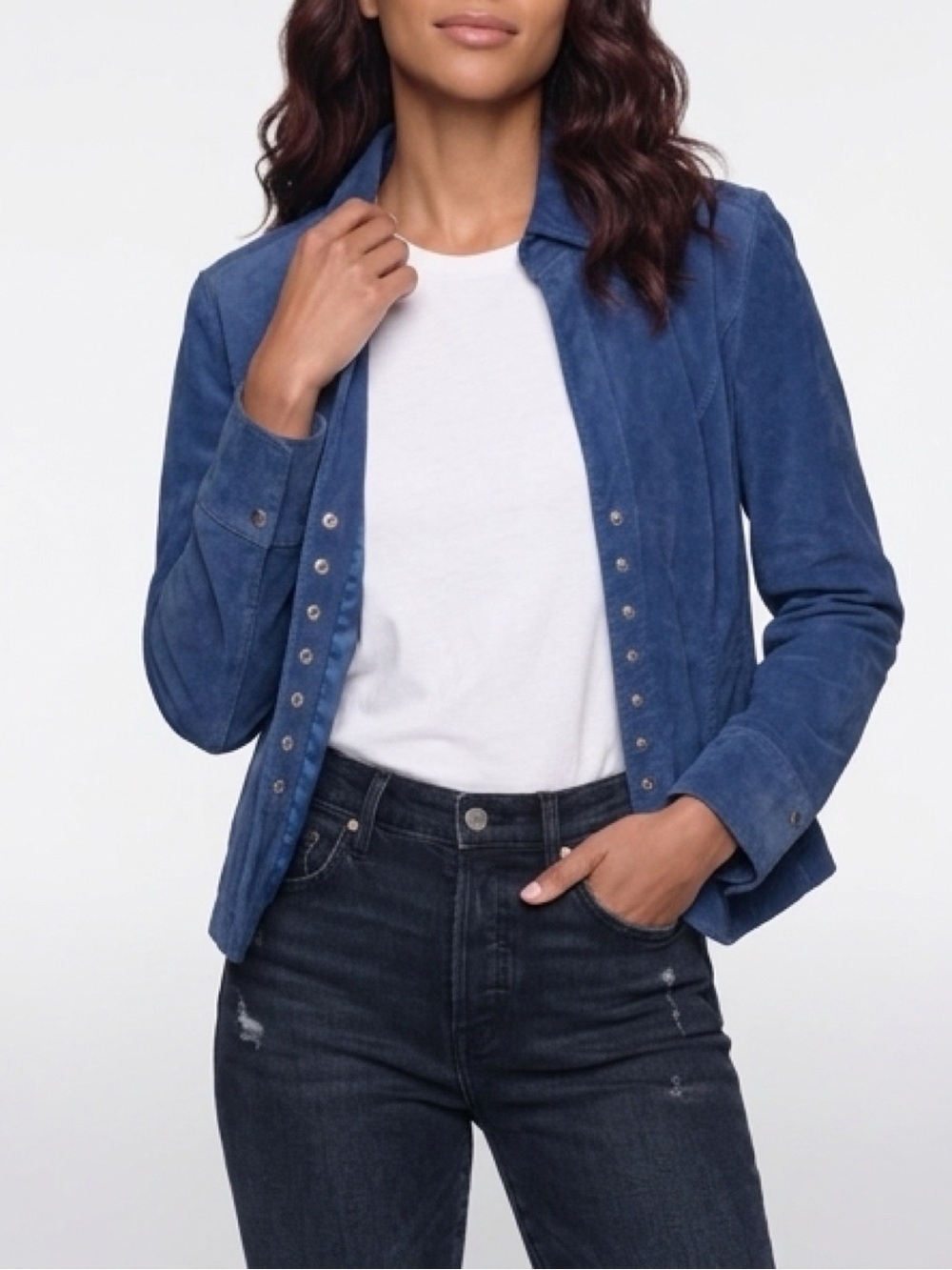 Live a Little Blue Suede Snap-Front Jacket